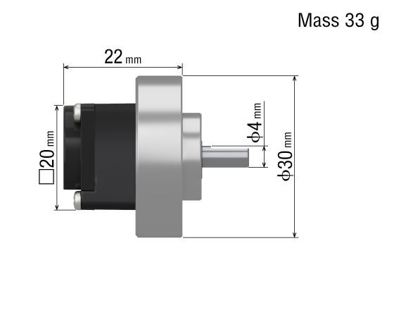Round Shaft Type Frame Size φ30 mm Dimensions
